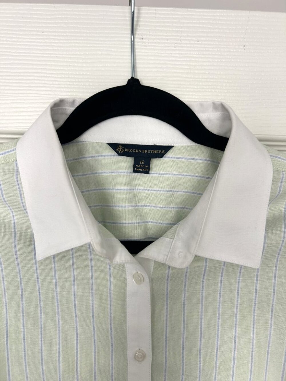 Brooks Brothers Shirt Womens 12 Supima Cotton Green Stripe Button Up - Picture 3 of 7